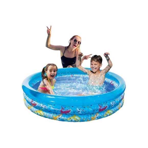 Play Day 3 Ring Shark Pool, Blue - Picture 3 of 4